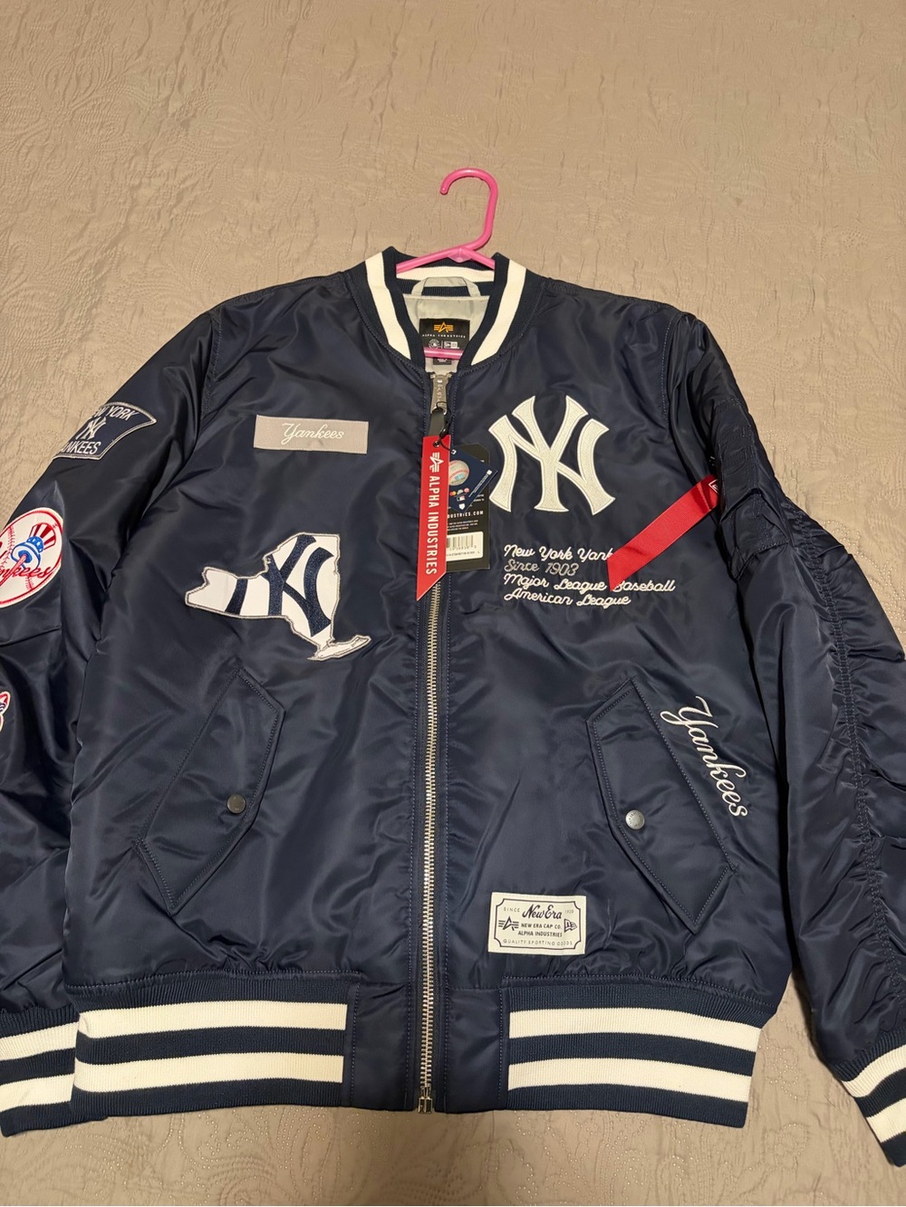 New Era New York Yankees X Alpha X Bomber Men's Jacket Navy Large